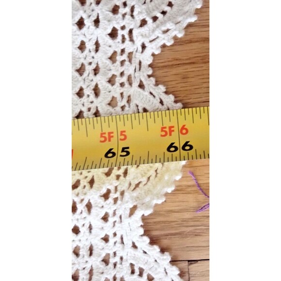 Crochet Lace White Bedspread Coverlet Twin Size Ivory Flower Popcorn 67" x  82" - Picture 9 of 13